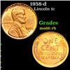 Image 1 : 1958-d Lincoln Cent 1c Grades GEM+ Unc RB
