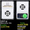 Image 1 : NGC 1917-p Mercury Dime 10c Graded ms63 FSB BY NGC