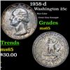 Image 1 : 1958-d Washington Quarter 25c Grades GEM Unc