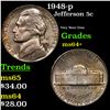 Image 1 : 1948-p Jefferson Nickel 5c Grades Choice+ Unc