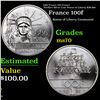 1986 France 100 Francs Piedfort Silver Coin Statue of Liberty KM-960 Grades ms70, Perfection