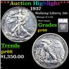 Proof ***Auction Highlight*** 1937 Walking Liberty Half Dollar 50c Graded pr66 By SEGS (fc)