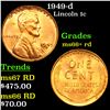 1949-d Lincoln Cent 1c Grades GEM++ RD