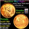 ***Auction Highlight*** 1948-p Lincoln Cent Near TOP POP! 1c Graded ms66+ rd BY SEGS (fc)