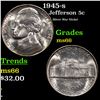 1945-s Jefferson Nickel 5c Grades GEM+ Unc