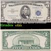 1953A $5 Blue Seal Silver Certificate Grades vf+