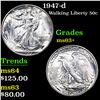 Image 1 : 1947-d Walking Liberty Half Dollar 50c Grades Select+ Unc