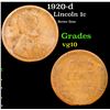 Image 1 : 1920-d Lincoln Cent 1c Grades vg+