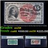 Image 1 : 1870's US Fractional Currency 15¢ Fourth Issue Fr-1269 Blue Right End Bust of Columbia Graded au58 B