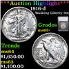 ***Auction Highlight*** 1916-d Walking Liberty Half Dollar 50c Graded ms63+ By SEGS (fc)