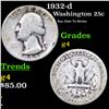 Image 1 : 1932-d Washington Quarter 25c Grades g, good