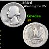 Image 1 : 1936-d Washington Quarter 25c Grades g+