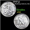 Image 1 : 1947-p Walking Liberty Half Dollar 50c Grades xf+