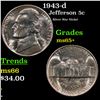 Image 1 : 1943-d Jefferson Nickel 5c Grades GEM+ Unc