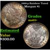 1889-p Morgan Dollar Rainbow Toned $1 Grades Select+ Unc