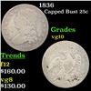 1836 Capped Bust Quarter 25c Grades vg+