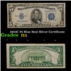 1934C $5 Blue Seal Silver Certificate Grades f+