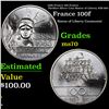 1986 France 100 Francs Piedfort Silver Coin Statue of Liberty KM-960 Grades ms70, Perfection