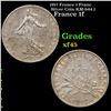 1917 France 1 Franc Silver Coin KM-844.1 Grades xf+