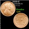 1920-d Lincoln Cent 1c Grades vg+