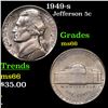 Image 1 : 1949-s Jefferson Nickel 5c Grades GEM+ Unc