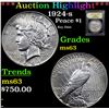 Image 1 : ***Auction Highlight*** 1924-s Peace Dollar $1 Graded Select Unc BY USCG (fc)