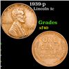 1939-p Lincoln Cent 1c Grades xf