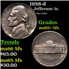 1958-d Jefferson Nickel 5c Grades GEM+ 5fs