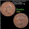 1943 Australia 1/2 Penny, George VI KM-41 Grades xf+