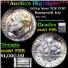 Image 1 : ***Auction Highlight*** 1953-p Roosevelt Dime Near TOP POP! 10c Graded ms67 FSB BY SEGS (fc)