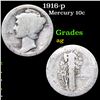 Image 1 : 1916-p Mercury Dime 10c Grades ag
