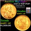 Image 1 : ***Auction Highlight*** 1947-d Lincoln Cent TOP POP! 1c Graded ms67+ rd BY SEGS (fc)