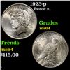 Image 1 : 1925-p Peace Dollar $1 Grades Choice Unc