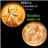 1955-s Lincoln Cent 1c Grades Gem+ Unc RD