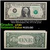 Image 1 : Uncut Sheet of 3x 2003 $1 Federal Reserve Notes (Philadelphia, PA), VF to AU grade Grades xf