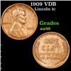 Image 1 : 1909 VDB Lincoln Cent 1c Grades AU, Almost Unc