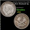 1944 New Zealand 3 Pence KM-7 Grades vf++