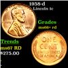 1958-d Lincoln Cent 1c Grades GEM++ RD