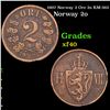 1907 Norway 2 Ore 2o KM-362 Grades xf