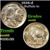 Image 1 : 1938-d Buffalo Nickel 5c Grades GEM+ Unc