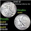 Image 1 : 1947-d Walking Liberty Half Dollar 50c Grades Select Unc
