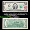 Image 1 : 1976 $2 Federal Reserve Note 1st Day of Issue, with Stamp (Philadelphia, PA) Grades Gem CU
