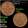 1852-V Lombardy-Venetia (Italian States) 3 Centesimi Copper Coin C-30.2 Grades Select AU