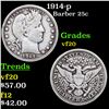 Image 1 : 1914-p Barber Quarter 25c Grades vf, very fine