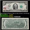 Image 1 : 1976 $2 Federal Reserve Note 1st Day of Issue, with Stamp Grades Gem CU