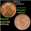 Image 1 : 1913-p Lincoln Cent 1c Grades GEM Unc RB