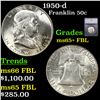1950-d Franklin Half Dollar 50c Graded ms65+ FBL By SEGS