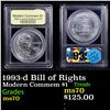 Image 1 : 1993-d Bill of Rights Modern Commem Dollar $1 Graded ms70, Perfection BY USCG