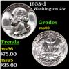 Image 1 : 1953-d Washington Quarter 25c Grades GEM+ Unc
