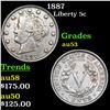 1887 Liberty Nickel 5c Grades Select AU